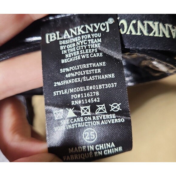 [BLANKNYC] Black Faux Leather Overalls Size 25 Vegan Leather “Other Worldly” NWT - Picture 4 of 9